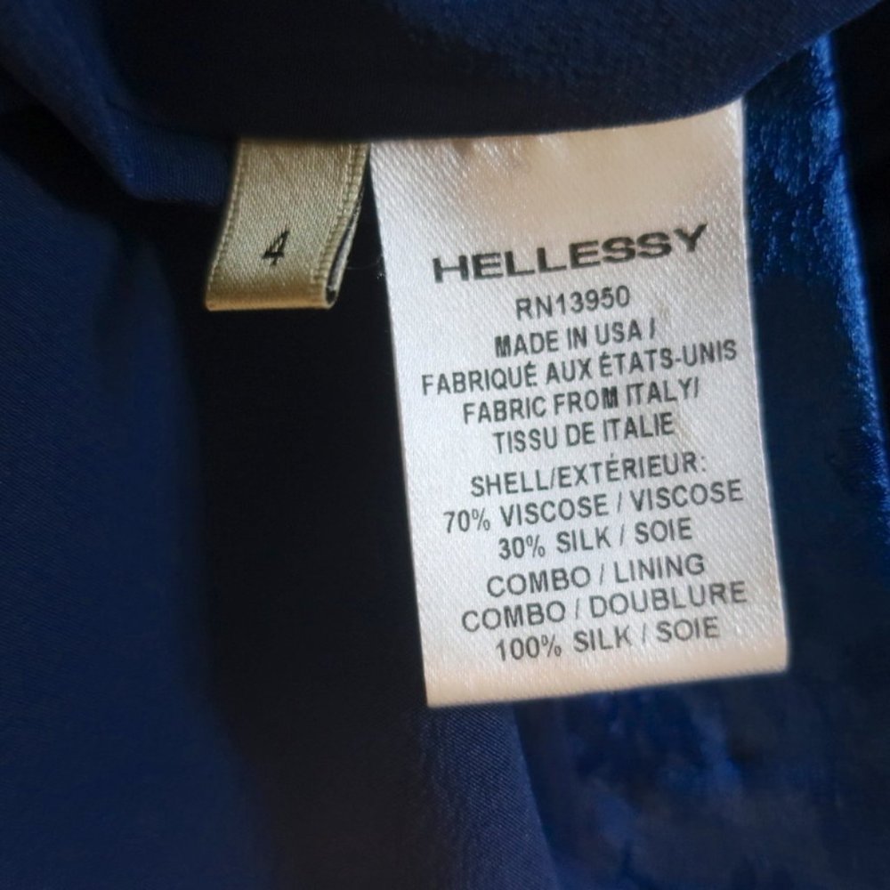 HELLESSY RUFFLE SLEEVE MIDI DRESS HELGA COBALT FLORAL SATIN JACQUARD SIZE 4 - Picture 8 of 9